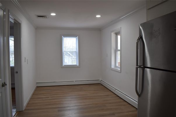 Empty room, Interior, Kitchen, Recessed Lighting, Wood Texture Flooring