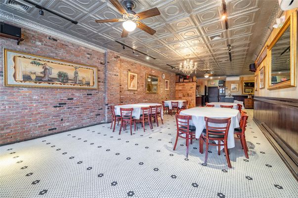 Chandelier, Dining room, Interior, Stone Walls