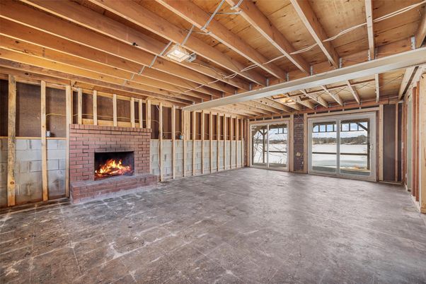 Empty room, Fireplace, Interior, Wooden Beams, Wooden Ceilings, Wooden Walls