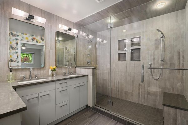 Bathroom, Dual Sink Vanities, Glass Shower, Interior