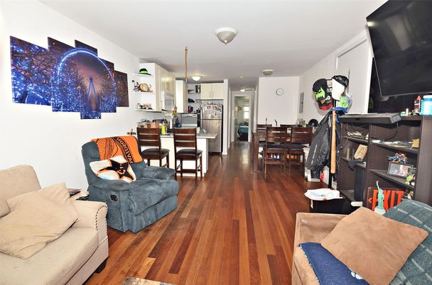 Dining room, Interior, Kitchen, Living room, Stainless Steel Appliances, Wood Texture Flooring
