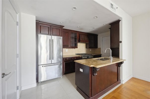 Interior, Kitchen, Recessed Lighting, Wood Texture Flooring