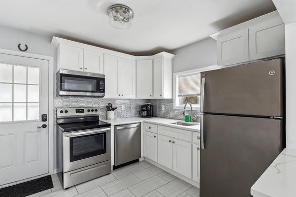 Interior, Kitchen, Stainless Steel Appliances, Wood Texture Flooring