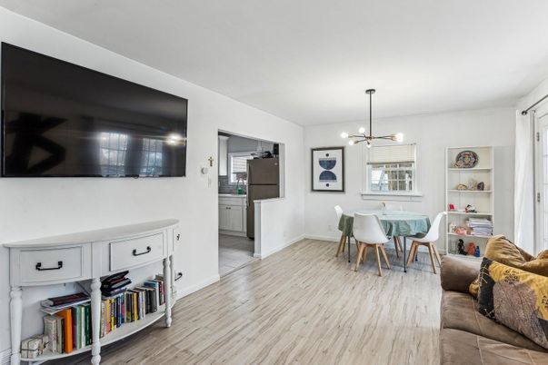 Dining room, Interior, Living room, Pendant Lights, Wood Texture Flooring
