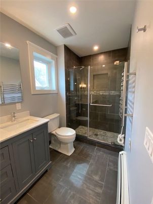 Bathroom, Glass Shower, Interior, Recessed Lighting