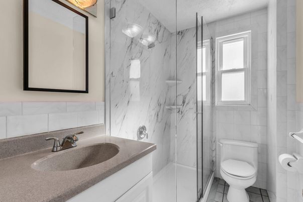 Bathroom, Glass Shower, Interior, Marble Walls