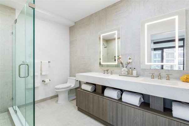 Bathroom, Dual Sink Vanities, Glass Shower, Interior