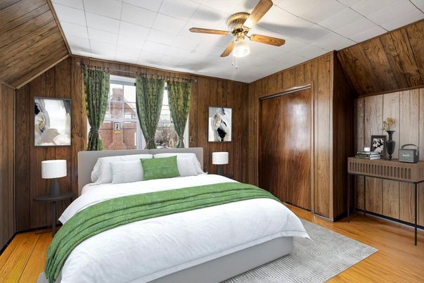Bedroom, Interior, Wood Texture Flooring, Wooden Walls