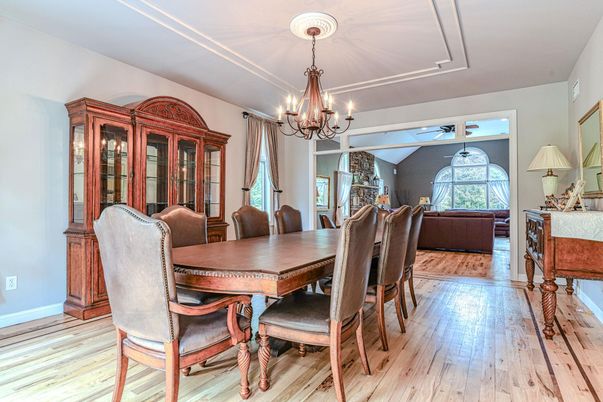 Chandelier, Dining room, Interior, Living room, Wood Texture Flooring