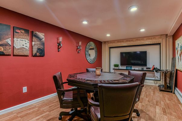 Game Room, Interior, Recessed Lighting, Wood Texture Flooring