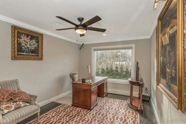 Home Office, Interior, Recessed Lighting, Wood Texture Flooring