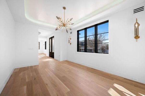 Empty room, Interior, Pendant Lights, Wood Texture Flooring
