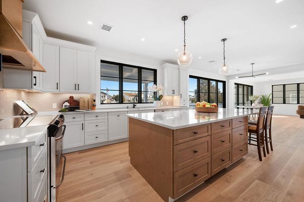 Interior, Kitchen, Pendant Lights, Recessed Lighting, Wood Texture Flooring