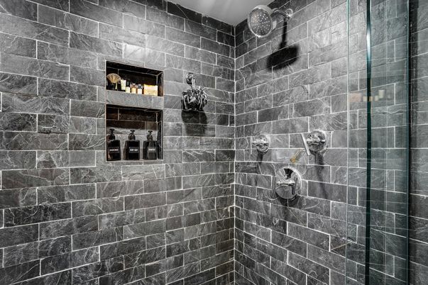 Bathroom, Fireplace, Interior, Stone Walls