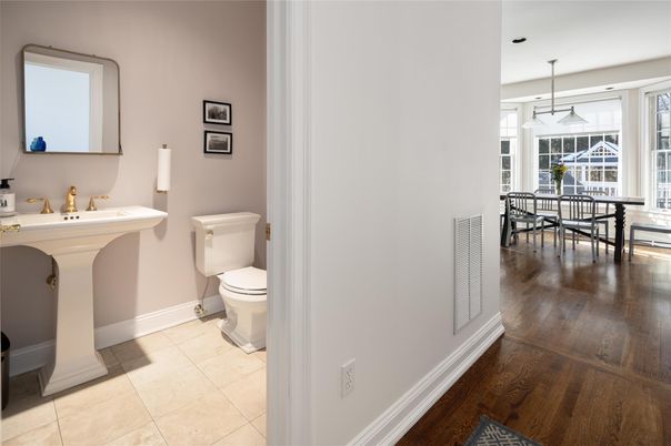 Bathroom, Dining room, Interior, Pendant Lights, Wood Texture Flooring