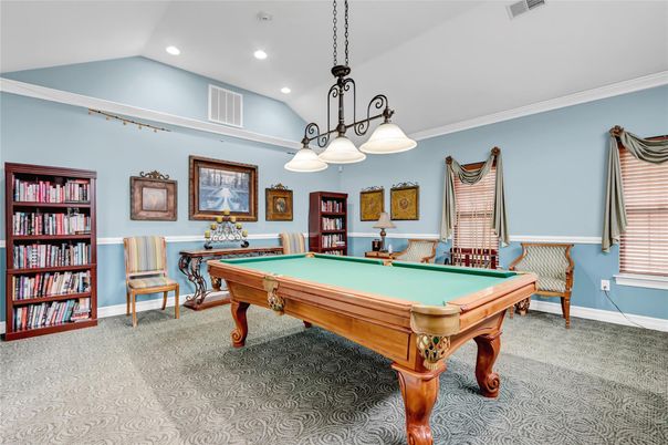 Billiard Table, Game Room, Interior, Pendant Lights, Recessed Lighting