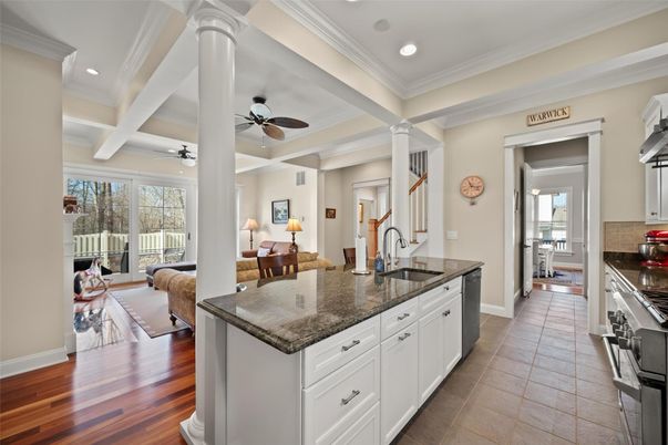 Interior, Kitchen, Living room, Recessed Lighting, Wood Texture Flooring