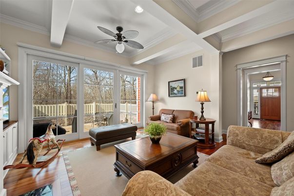 Interior, Living room, Recessed Lighting, Wood Texture Flooring