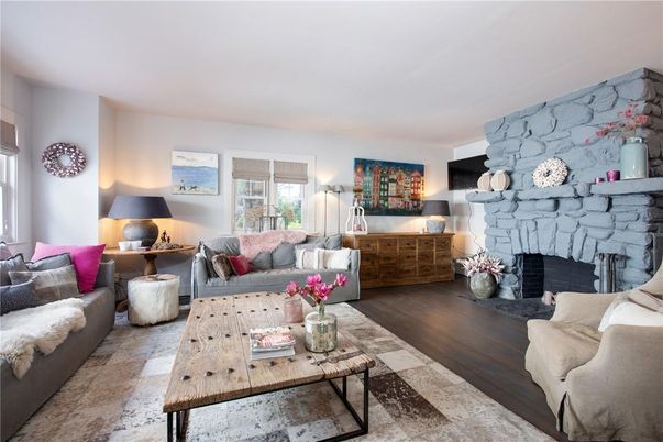 Fireplace, Interior, Living room, Stone Walls, Wood Texture Flooring
