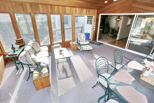 Interior, Living room, Recessed Lighting, Sun Room, Wooden Ceilings, Wood Texture Flooring