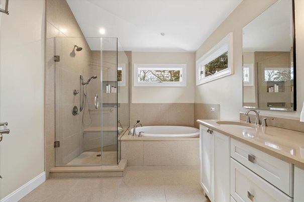 Bathroom, Glass Shower, Interior, Recessed Lighting