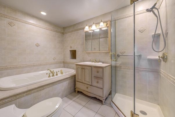 Bathroom, Dual Sink Vanities, Glass Shower, Interior, Recessed Lighting