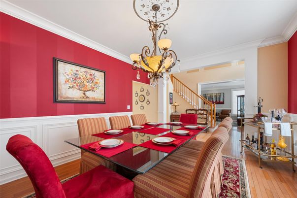 Chandelier, Dining room, Interior, Wood Texture Flooring