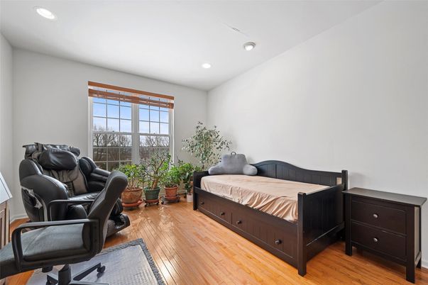 Bedroom, Home Office, Interior, Recessed Lighting, Wood Texture Flooring