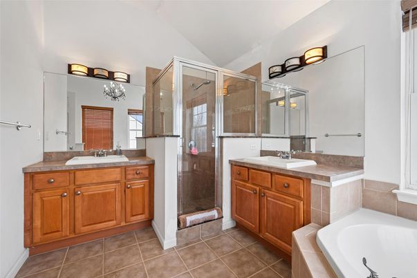 Bathroom, Dual Sink Vanities, Glass Shower, Interior