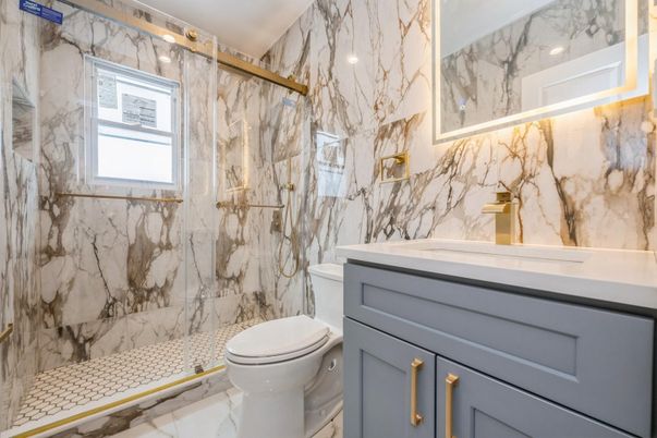 Bathroom, Glass Shower, Interior, Marble, Marble Walls