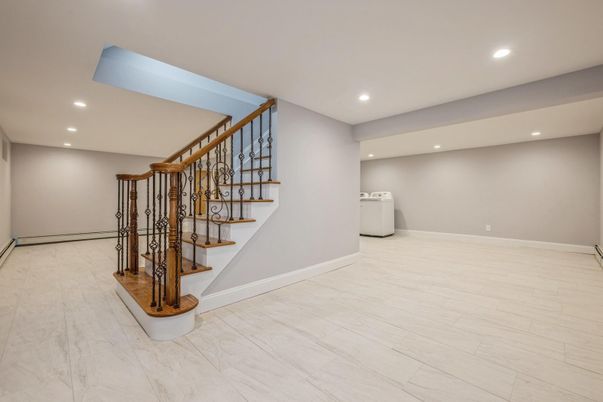 Interior, Marble, Recessed Lighting, Wood Texture Flooring