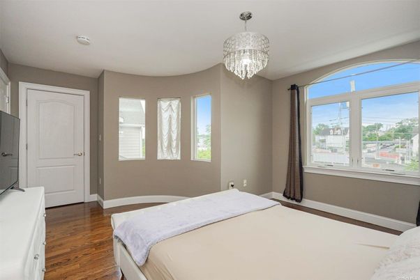Bedroom, Chandelier, Interior, Wood Texture Flooring