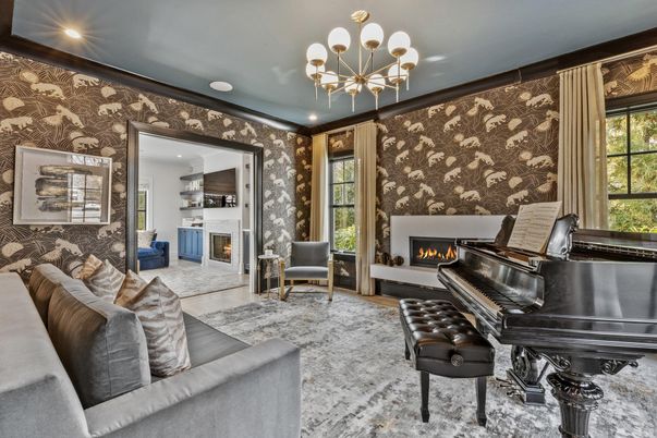 Fireplace, Interior, Living room, Piano, Recessed Lighting