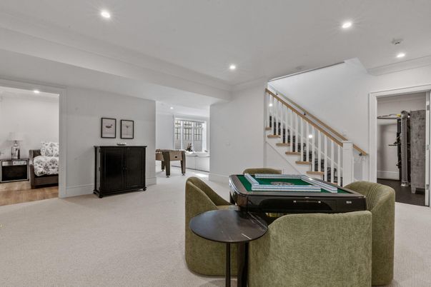 Bedroom, Billiard Table, Game Room, Interior, Recessed Lighting, Wood Texture Flooring