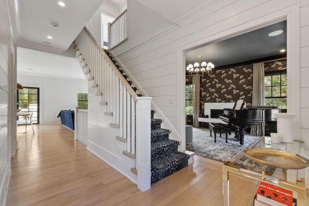 Chandelier, Interior, Piano, Recessed Lighting, Wood Texture Flooring