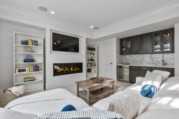 Fireplace, Interior, Living room, Recessed Lighting