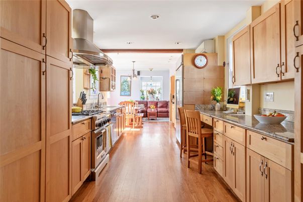 Interior, Kitchen, Living room, Pendant Lights, Recessed Lighting, Stainless Steel Appliances, Wood Texture Flooring
