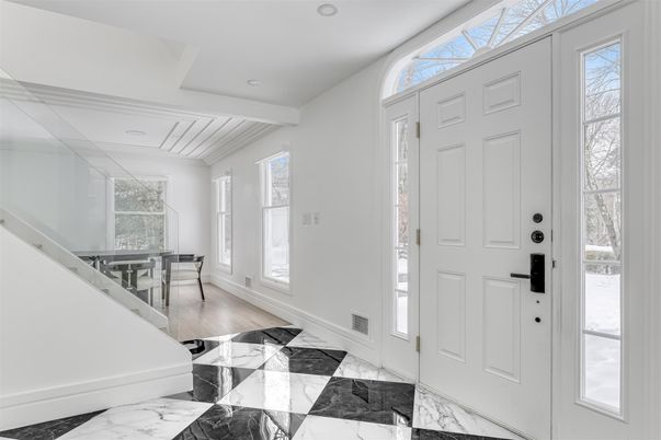 Dining room, Interior, Marble, Recessed Lighting, Wood Texture Flooring