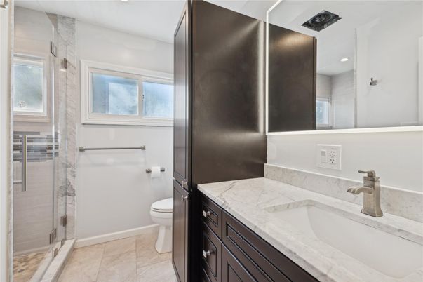 Bathroom, Glass Shower, Interior, Recessed Lighting