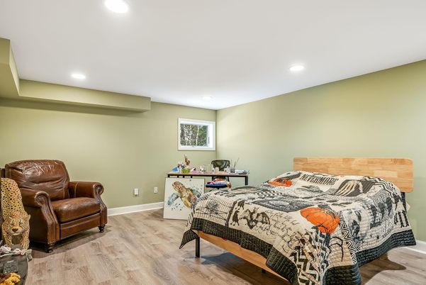 Bedroom, Home Office, Interior, Recessed Lighting, Wood Texture Flooring