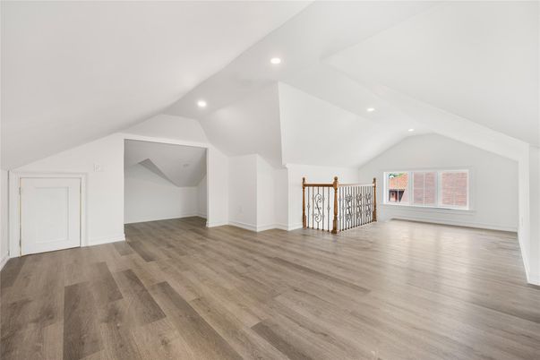Empty room, Fireplace, Interior, Recessed Lighting, Wood Texture Flooring
