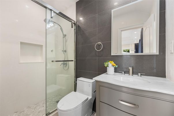 Bathroom, Glass Shower, Interior, Recessed Lighting