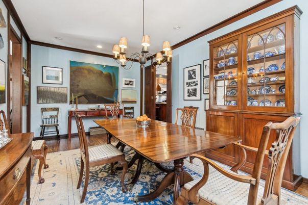 Chandelier, Dining room, Interior, Recessed Lighting, Wood Texture Flooring