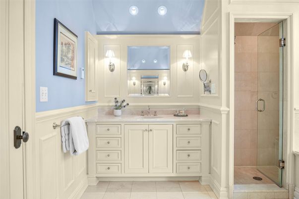Bathroom, Glass Shower, Interior, Recessed Lighting