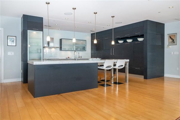 Interior, Kitchen, Pendant Lights, Recessed Lighting, Wood Texture Flooring