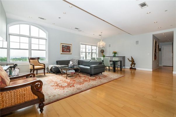 Chandelier, Dining room, Interior, Living room, Recessed Lighting, Wood Texture Flooring