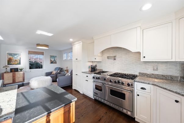 Interior, Kitchen, Living room, Recessed Lighting, Stainless Steel Appliances, Wood Texture Flooring