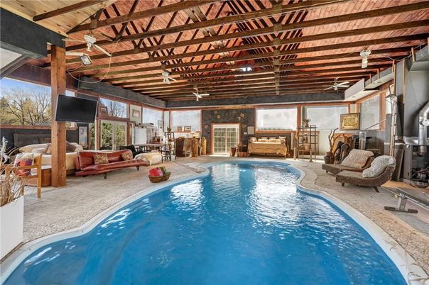 Interior, Pool, Wooden Beams