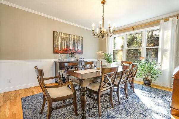 Chandelier, Dining room, Interior, Wood Texture Flooring