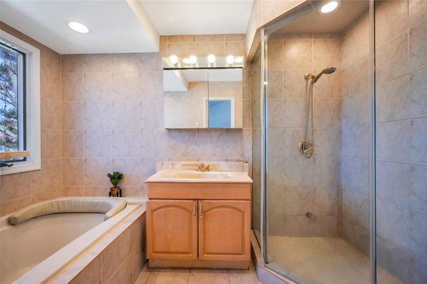 Bathroom, Glass Shower, Interior, Recessed Lighting